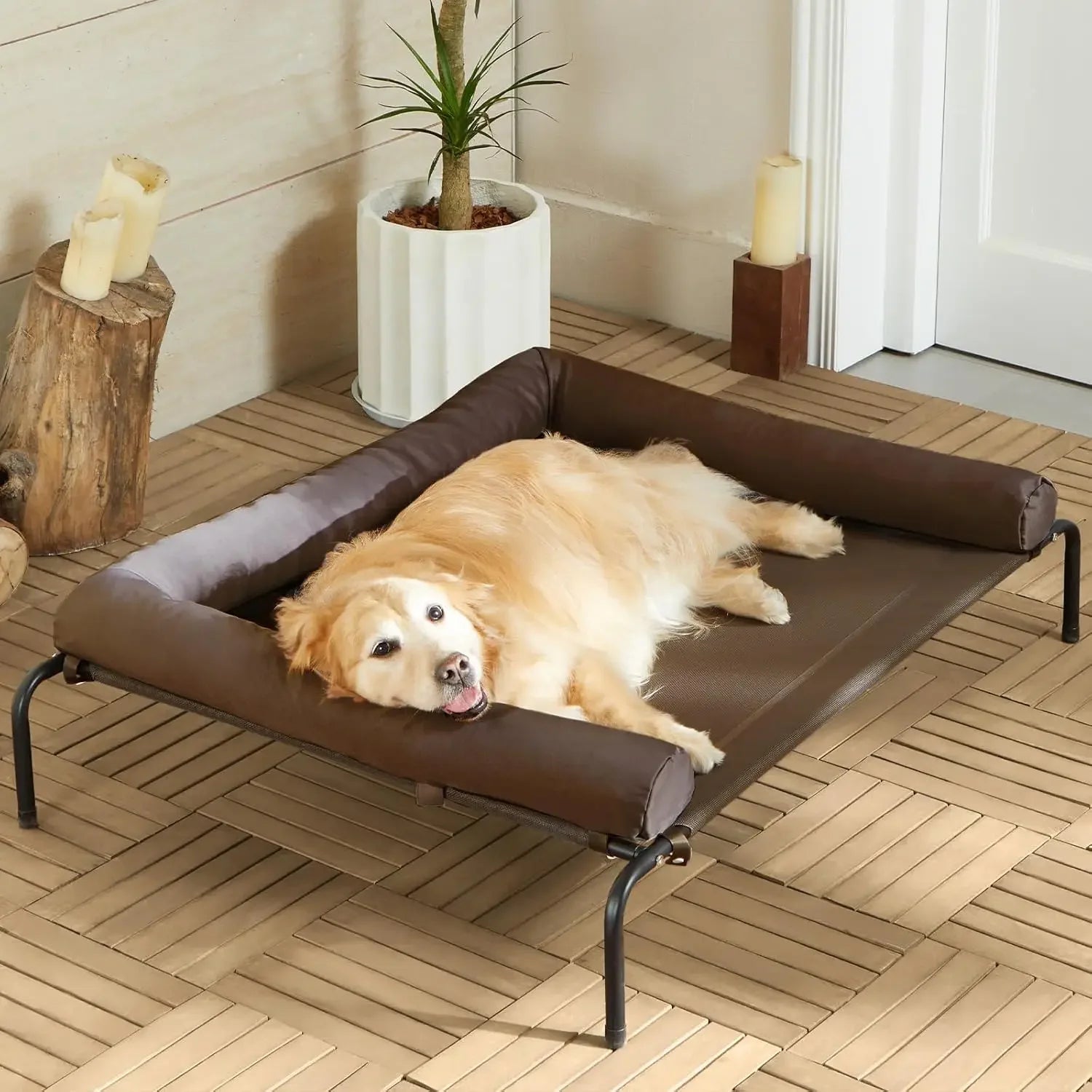 Elevated Cooling Dog Bed with Chew-Proof Frame