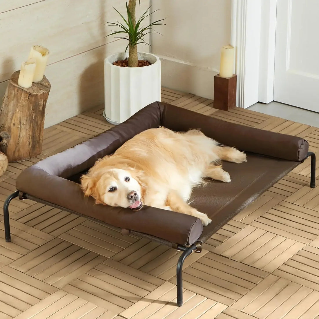 Elevated Cooling Dog Bed with Chew-Proof Frame