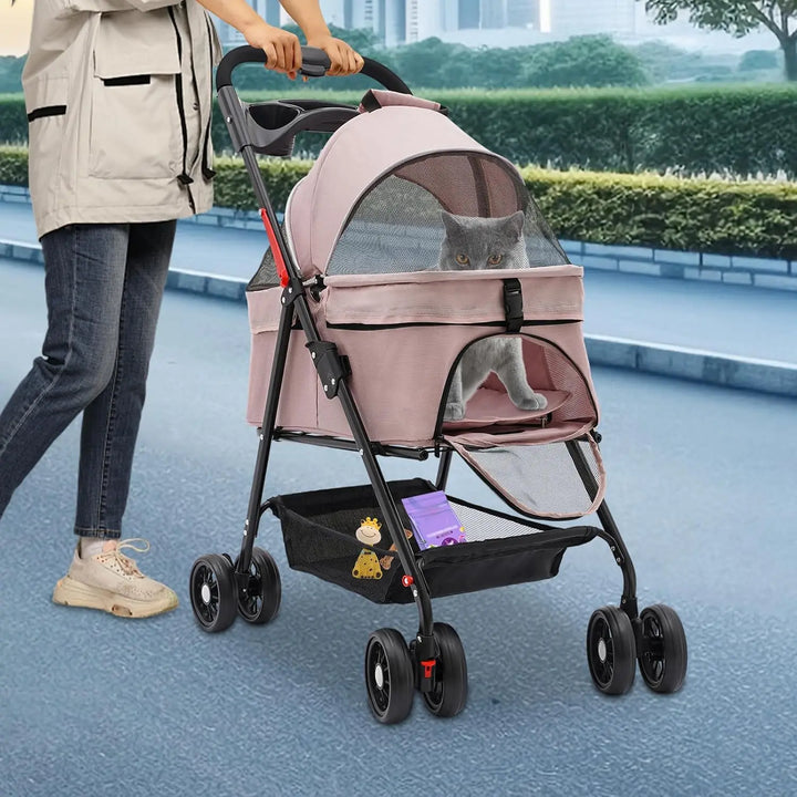 4-Wheel Foldable Pet Travel Bag & Stroller