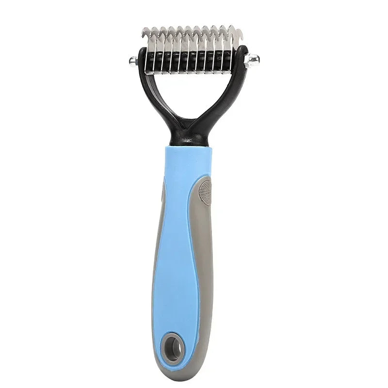 Double-Sided Pet Fur Knot Cutter & Shedding Brush