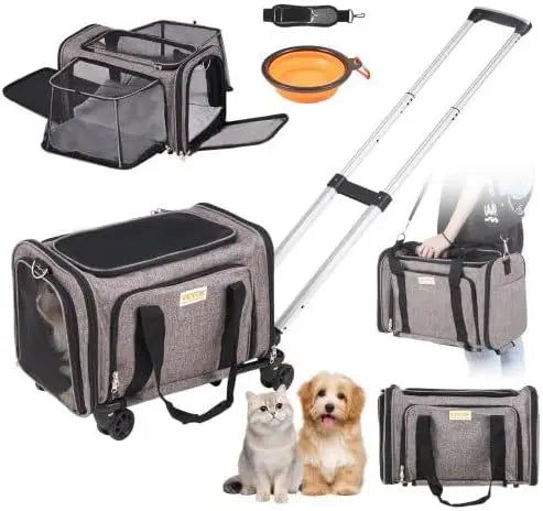 Airline-Approved Rolling Pet Carrier with Wheels
