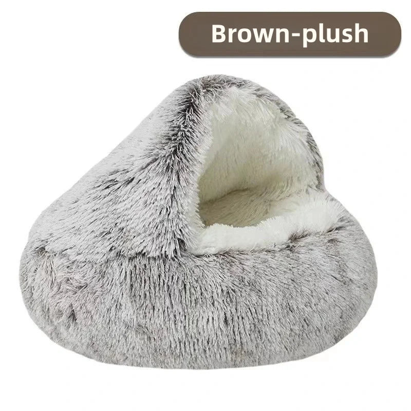 Autumn & Winter Plush Semi-Enclosed Cat & Pet Bed
