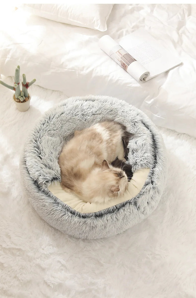 Autumn & Winter Plush Semi-Enclosed Cat & Pet Bed