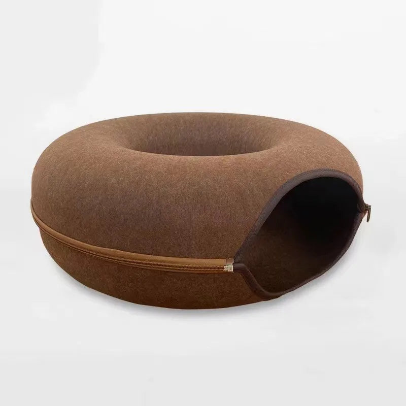Donut Cat Bed with Interactive Tunnel