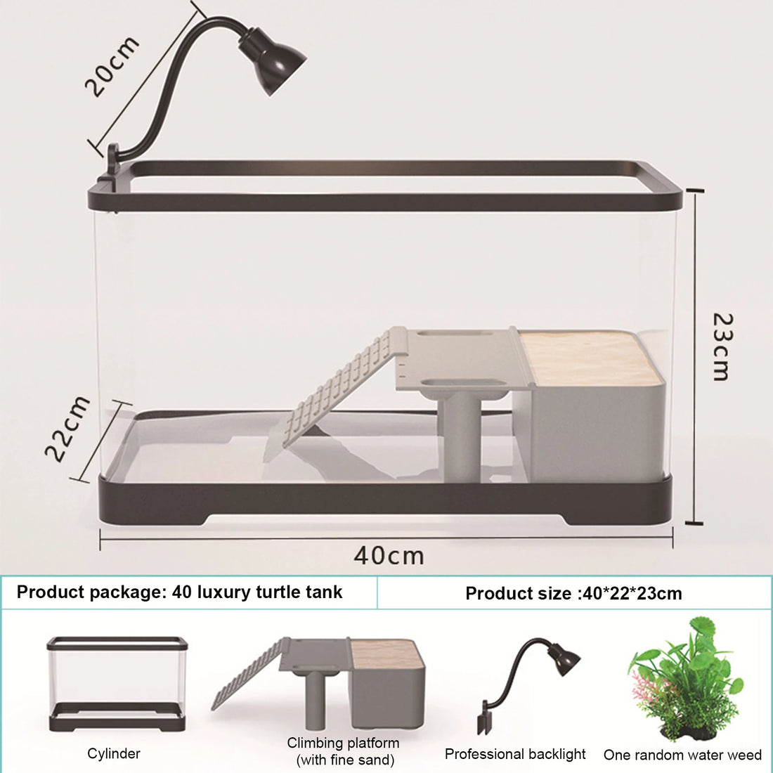 Acrylic Turtle Tank Habitat Kit with Basking Platform