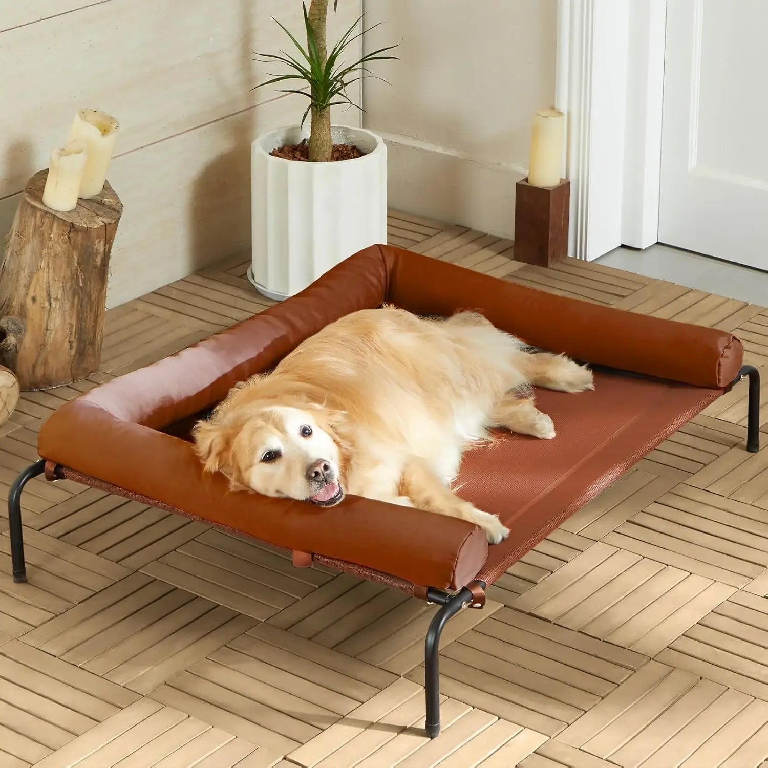 Elevated Cooling Dog Bed with Chew-Proof Frame