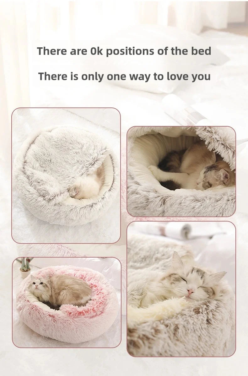 Autumn & Winter Plush Semi-Enclosed Cat & Pet Bed