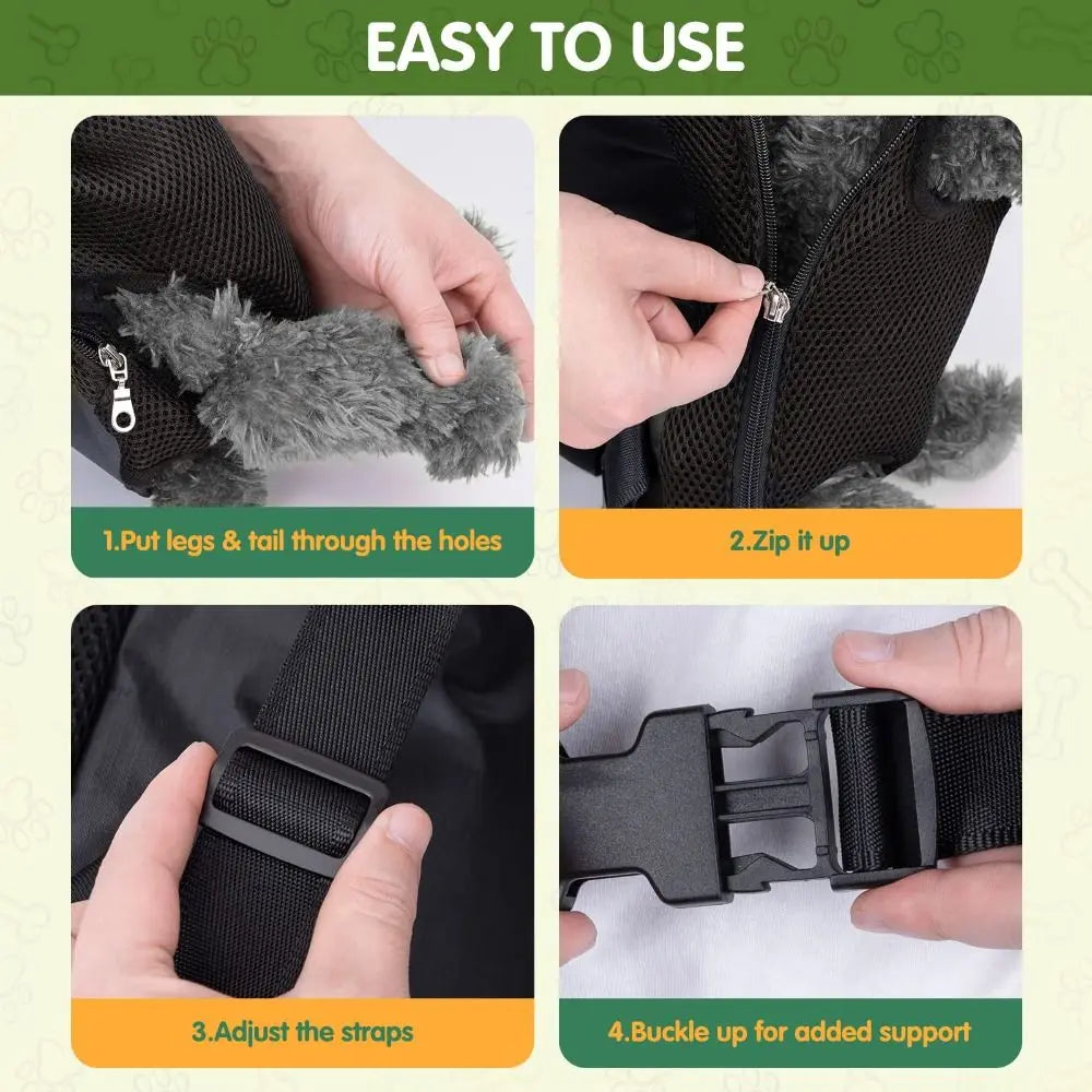 Legs Out Front Dog Carrier Backpack – Adjustable for Small Pets